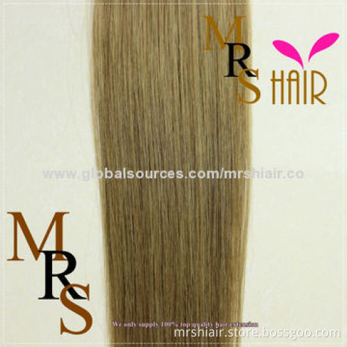 22-inch dark brown silk straight seamless tape weft hair extension